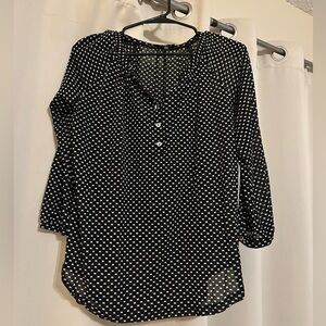 The Limited black & white 3/4 sleeve sheer-ish blouse